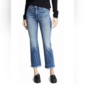 AYR Womens 28 The Bomb Pop Jeans Raw Edge Blue Denim Straight Leg Mid Rise